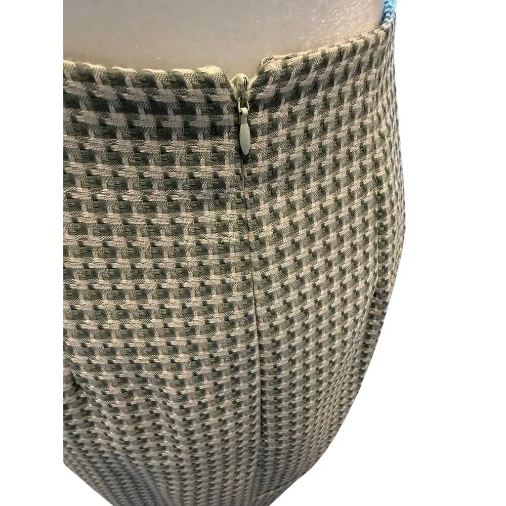 Vintage Barami Sage Green Houndstooth Skirt Suit Set Size 8